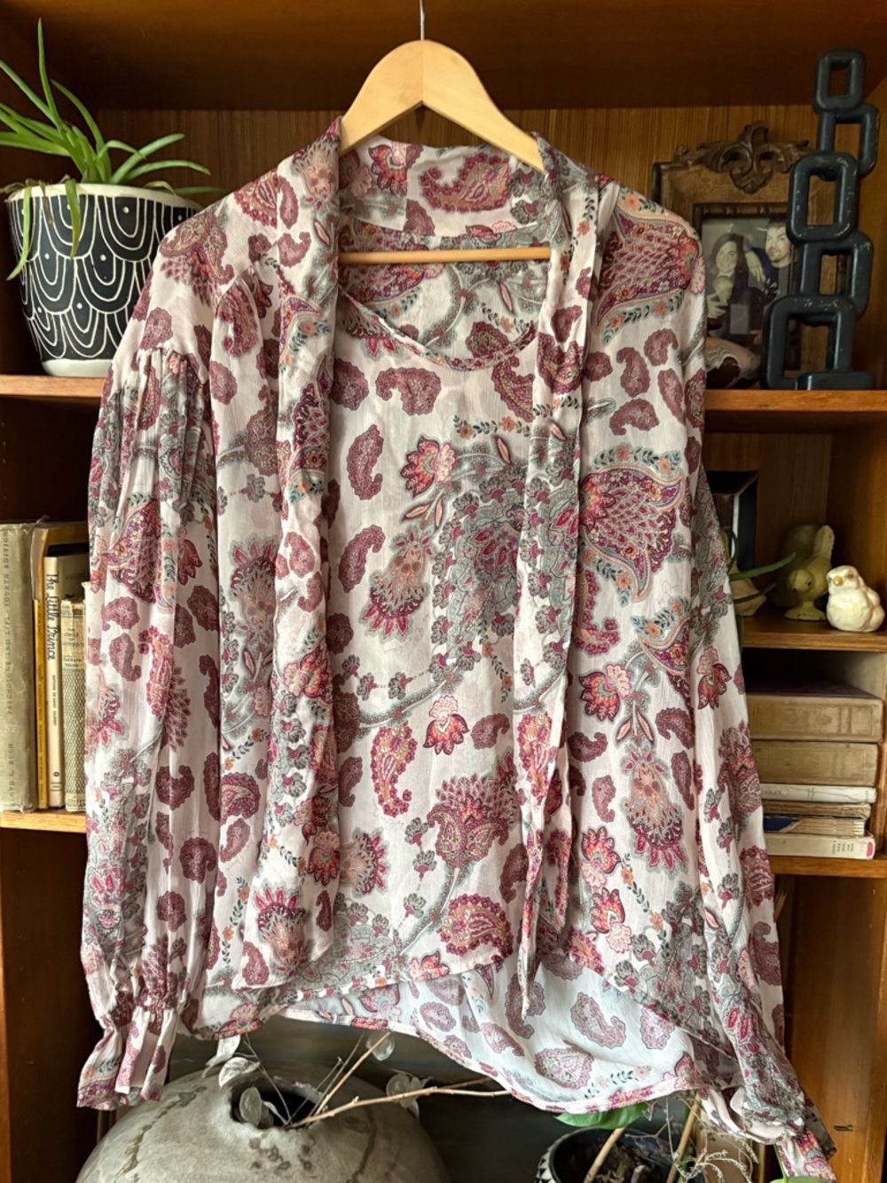 COCHO Print Silk Boho Blouse OS